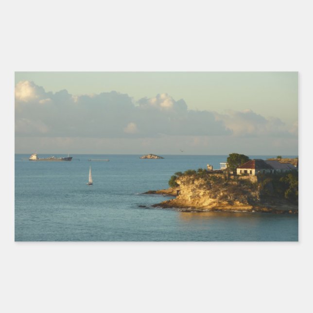 Adesivo Retangular Paisagem de Bela Ilha da Costa Antiguana (Frente)