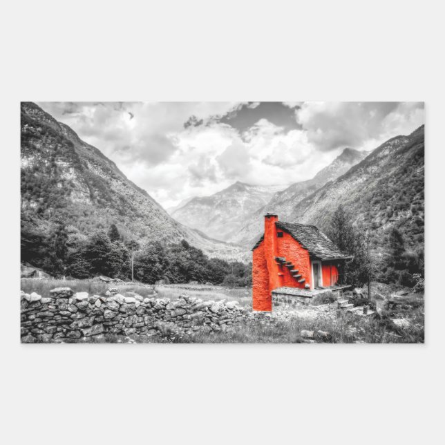 Adesivo Retangular Paisagem de campo - Fotografia branca e negra (Frente)