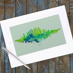 Adesivo Retangular Paisagem urbana da Cidade de Nova York em aquarela