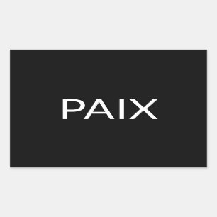 Adesivo Retangular Paix preto branco paz simples minimalista francês