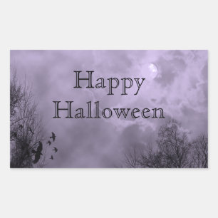 Adesivo Retangular Palavra de Céu Personalizada Feliz Halloween Assal
