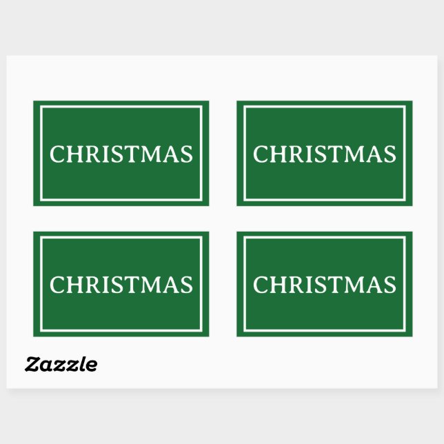Adesivo Retangular Palavra de Natal Simples Verde (Folha)