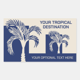 Adesivo Retangular Palmeiras Tropicais de Texto Personalizado