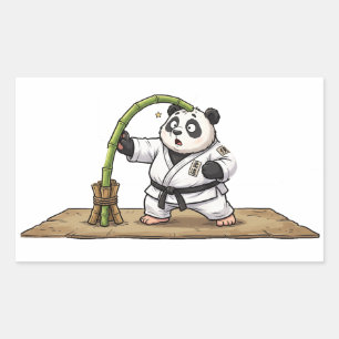 Adesivo Retangular Panda de Karatê Engraçado Falha nas Artes Marciais