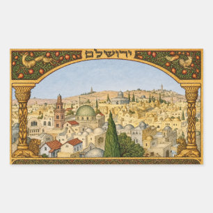 Adesivo Retangular Panorama Antigo de Jerusalém