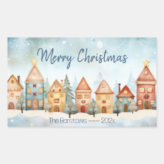Adesivo Retangular Pão-De-Pão-De-Pão Casas De Natal