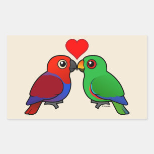 Adesivo Retangular Papagaios de Eclectus no amor