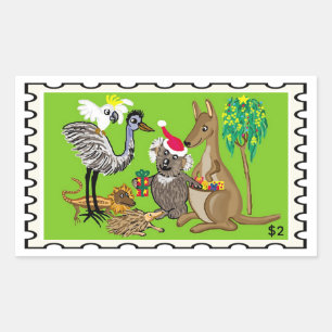 Adesivo Retangular Papai Noel Coala Natal Australiano