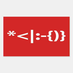 Adesivo Retangular Papai Noel com barba de Natal Emoticon