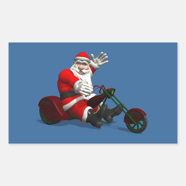 Adesivo Retangular Papai Noel de Triciclo (Frente)
