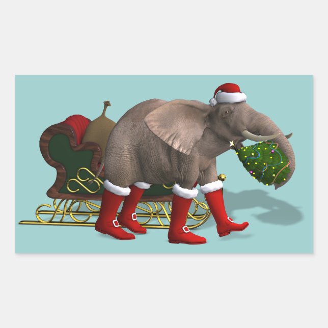 Adesivo Retangular Papai Noel Elefante Doce (Frente)