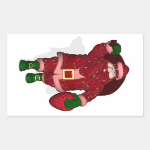 Adesivo Retangular Papai Noel Engraçado Fazendeiro de Morango