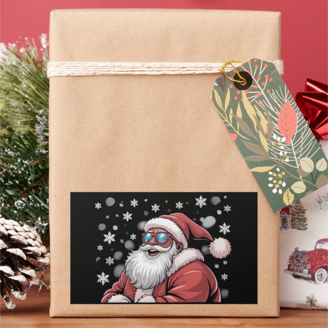 Adesivo Retangular Papai Noel Negro Africano Americano Natal  (Feriado)