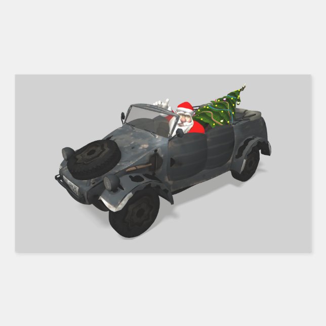 Adesivo Retangular Papai Noel no Kuebelwagen (Frente)