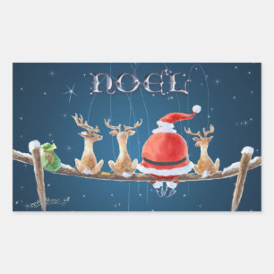 Adesivo Retangular PAPAI NOEL & PESCA da RENA por SHARON SHARPE