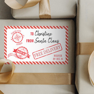 Adesivo Retangular Papai Noel Presente do Polo Norte Entrega