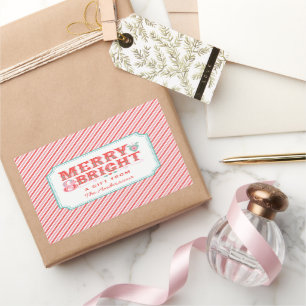 Adesivo Retangular Papais noeis animados   Feliz e Brilho