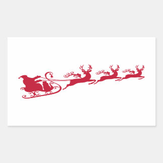 Adesivo Retangular Papais noeis com coxa e renas, design de Natal