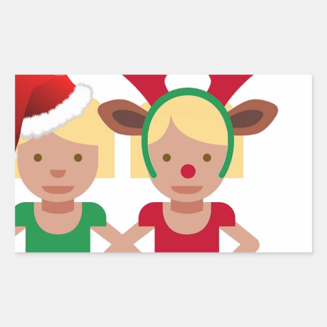 Adesivo Retangular papais noeis de Natal emoji (Frente)