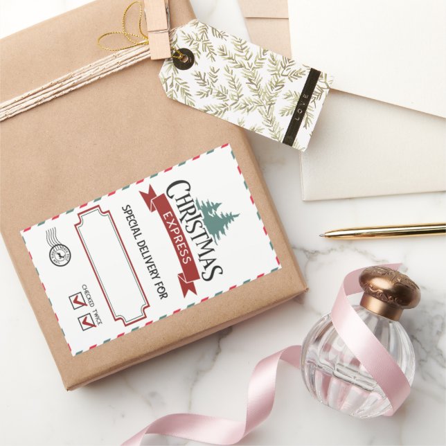 Adesivo Retangular Papais noeis do Polo Norte Entregam Crianças de Pr (Presentear)