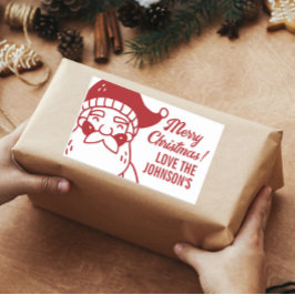 Adesivo Retangular Papais noeis Feliz presente de Natal