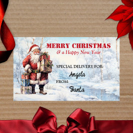 Adesivo Retangular Papais noeis na Wonderland Winter Cute Colorful