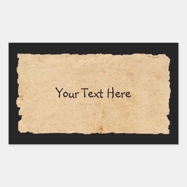 Adesivo Retangular Papel Antigo a Preto (Frente)