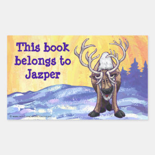Adesivo Retangular Papel de Carta de Reindeer
