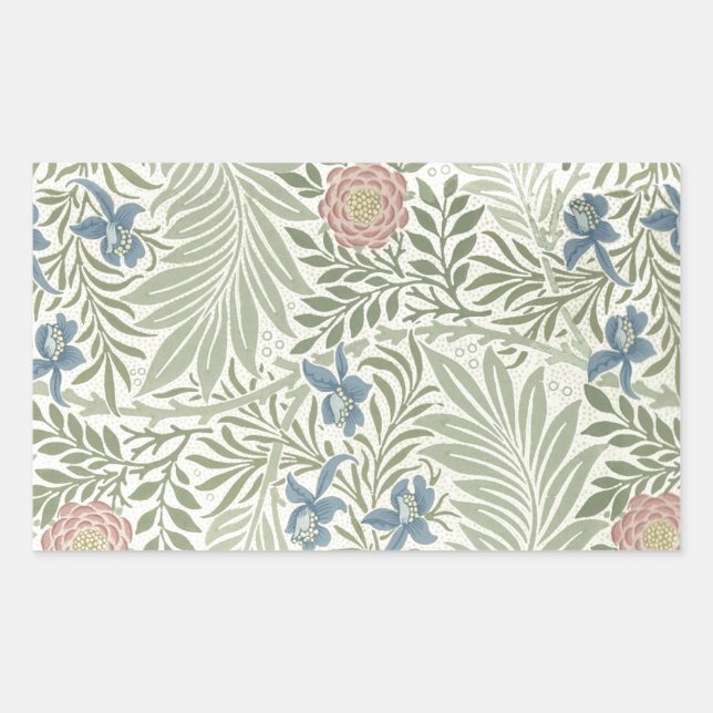 Adesivo Retangular Papel de Parede Floral Larkspur de William Morris (Frente)