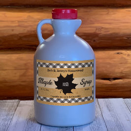 Adesivo Retangular Papel Kraft Folha de Xarope de Bordo em Xadrez Buf