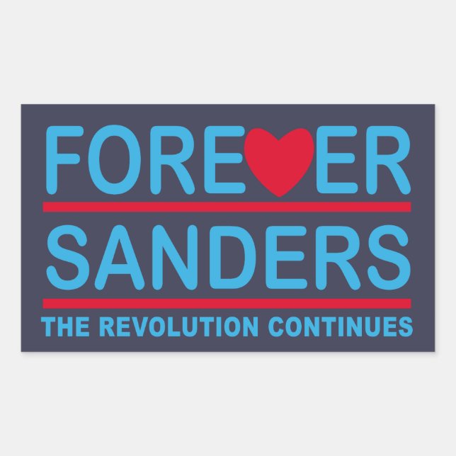 Adesivo Retangular Para sempre Sanders, a Revolução Continua (Frente)
