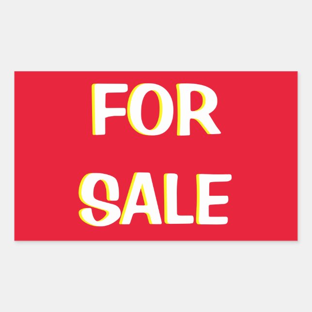Adesivo Retangular para venda de amarelo vermelho e branco (Frente)