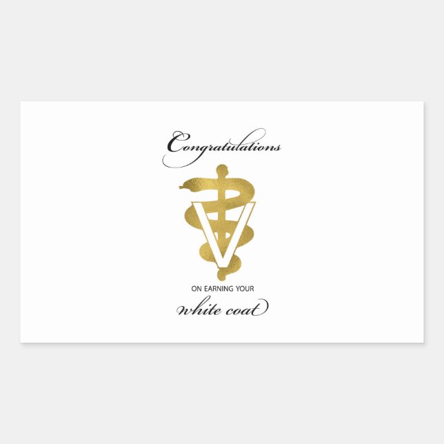 Adesivo Retangular Parabéns de Cerimônia de Casaco Veterinária (Frente)