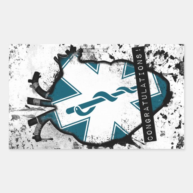 Adesivo Retangular parabéns médico de emergência (Frente)