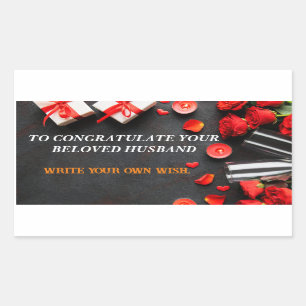 Adesivo Retangular Parabéns para o seu amado!