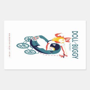 Adesivo Retangular Parada da boneca e do carrinho