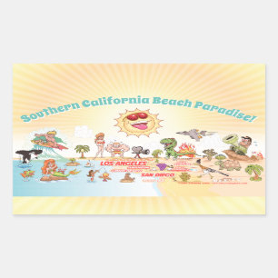 Adesivo Retangular Paraíso de Praia do Sul da Califórnia