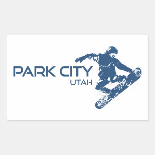 Adesivo Retangular Park City Utah Snowboarder