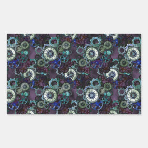 Adesivo Retangular partes de relógios a vapor - impressão roxo por Le