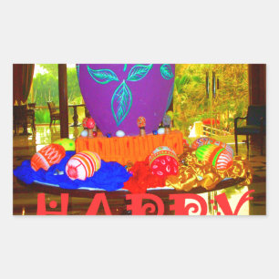 Adesivo Retangular Páscoa Festiva Joyful Springtime Ovos Coloridos