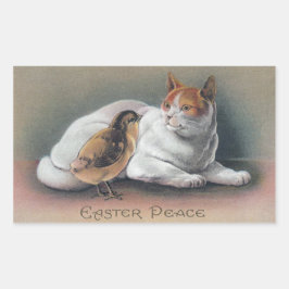 Adesivo Retangular Páscoa Gato e Pintinho