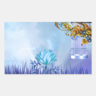 Adesivo Retangular Pássaros Azuis Lagoa Azul Pássaros