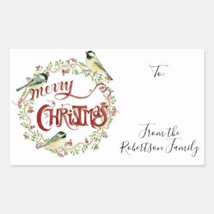 Adesivo Retangular Pássaros de frango com aquarela Feliz Fúria de Nat