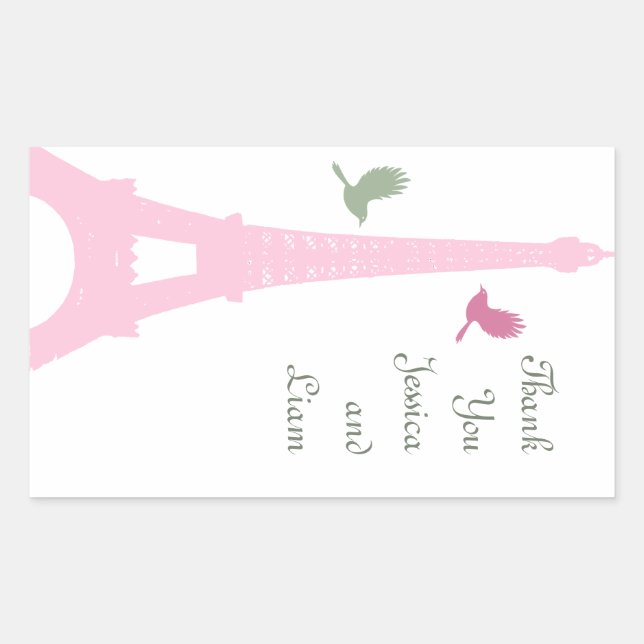 Adesivo Retangular Pássaros do Amor Obrigado Sticker (Frente)