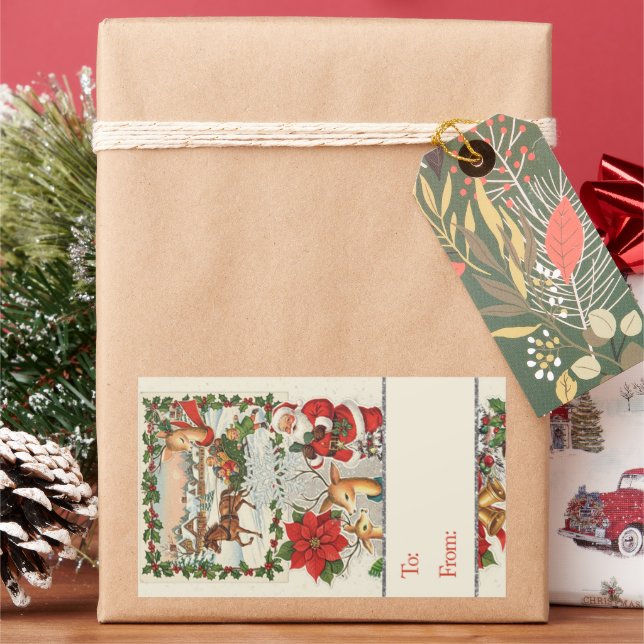 Adesivo Retangular Passeio de Trenó do Papai Noel: Férias Clássicas (Feriado)