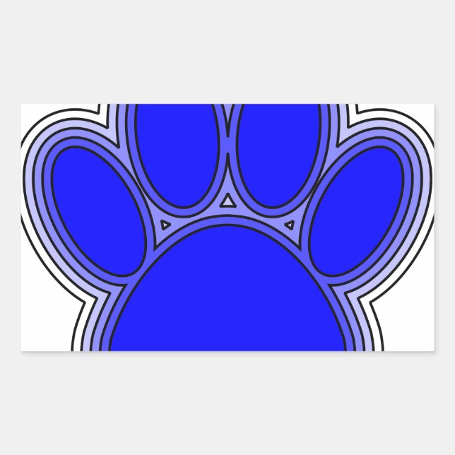 Adesivo Retangular Pata De Cachorro A Azul Com Descrições (Frente)