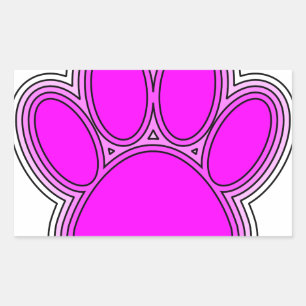 Adesivo Retangular Pata de Cachorro em Rosa com Contornos