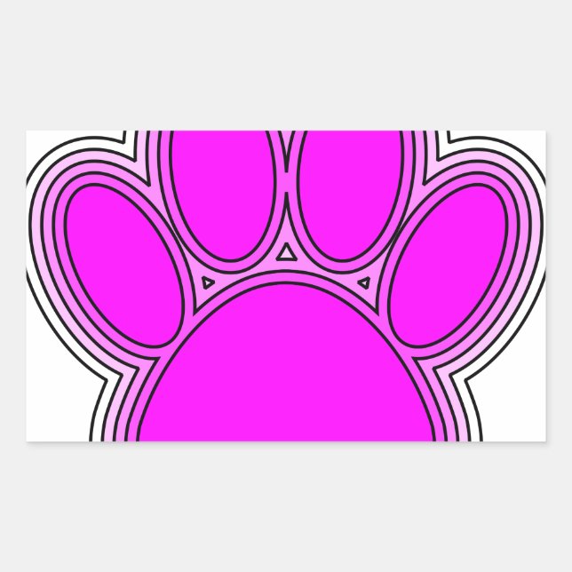 Adesivo Retangular Pata de Cachorro em Rosa com Contornos (Frente)