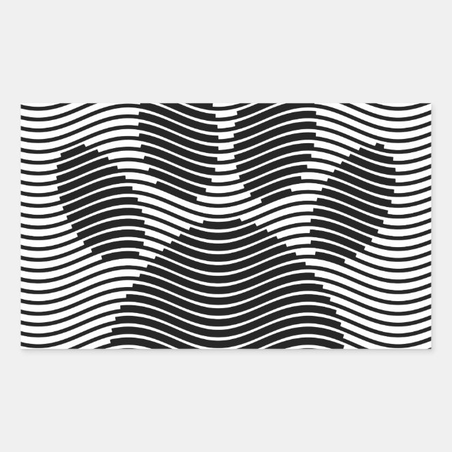 Adesivo Retangular Pata De Cães Impressa Em Ondas Pretas E Brancas (Frente)