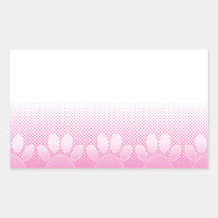 Adesivo Retangular Patas Rosa e Branca com Fundo de Papel Jornal